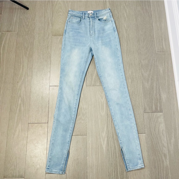 WeWoreWhat Stiletto Skinny Jeans 25 High Waist Light Wash Slit Hem Stretch Denim - Picture 14 of 16